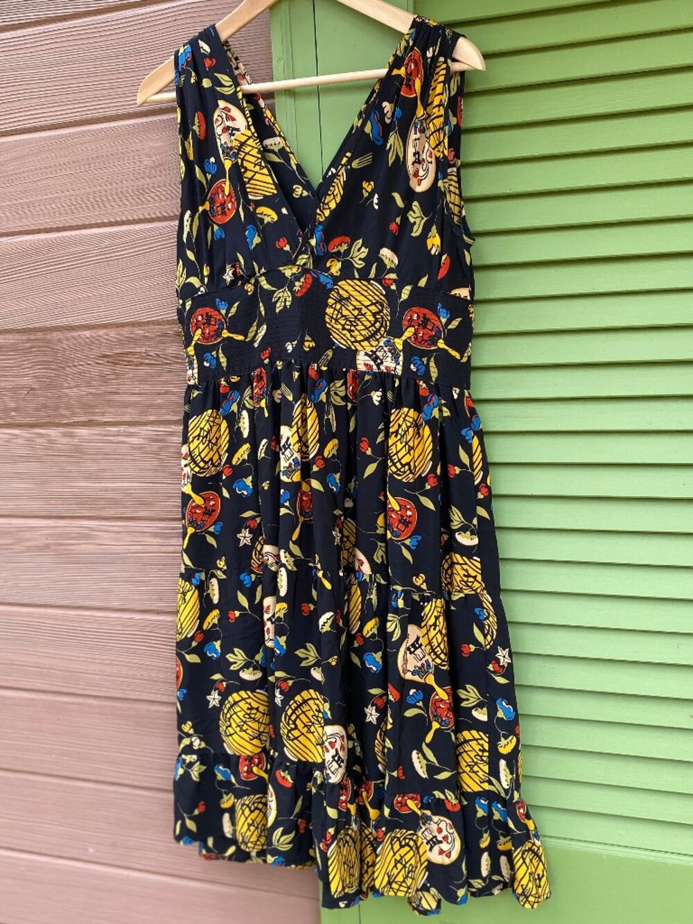 Trashy Diva Silk Asian Fans & Paper Lanterns Retro 1940s Style Dress-Size 12